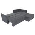 ECKSOFA Grau Plüsch Zierkissen, Rückenkissen, Bettkasten, Schlaffunktion, Rücken echt, Liegefläche im Originalstoff  - Schwarz/Grau, KONVENTIONELL, Kunststoff/Textil (253/192cm) - Carryhome