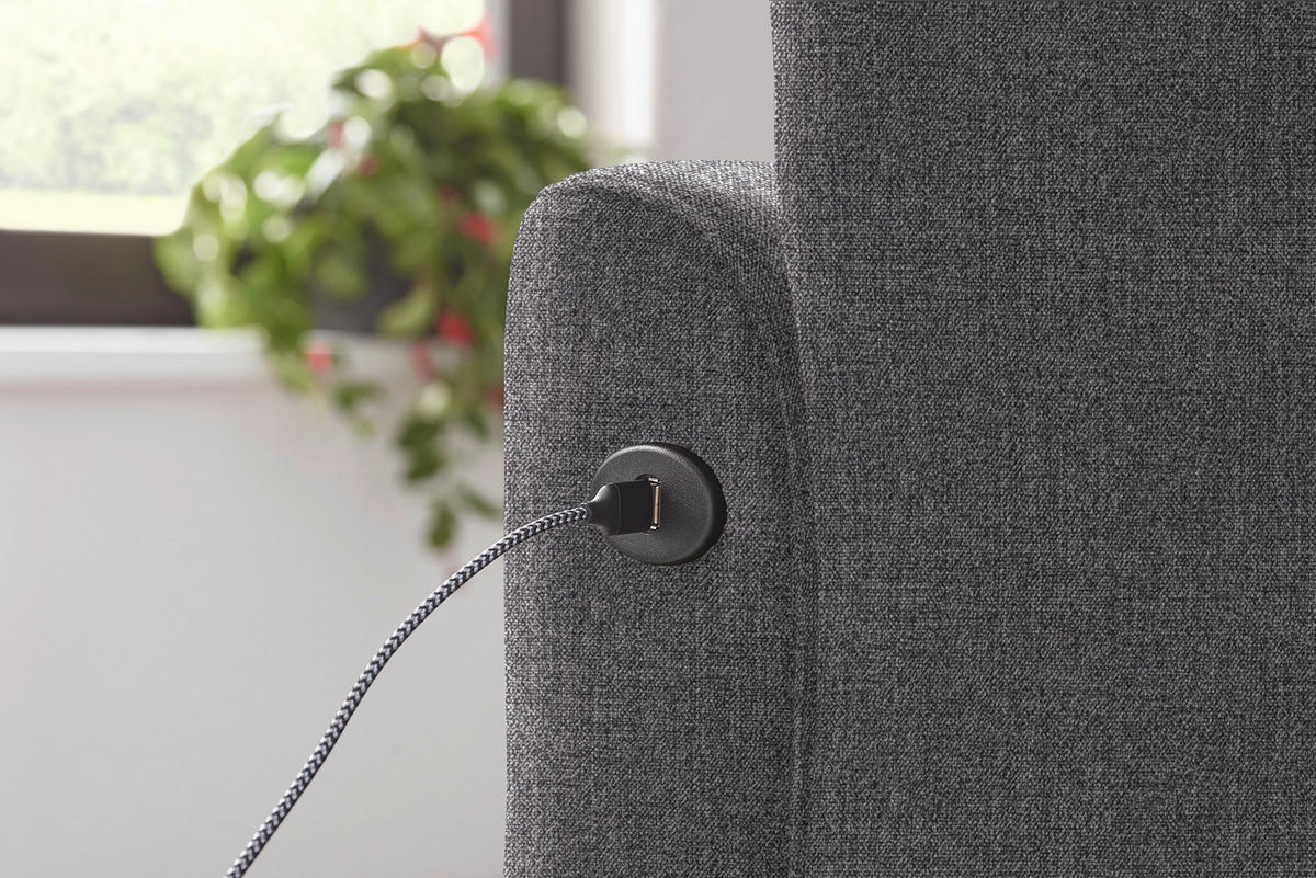 ECKSOFA in Flachgewebe Grau  - Schwarz/Grau, Design, Textil/Metall (252/191cm) - Dieter Knoll