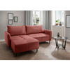 ECKSOFA in Cord Koralle  - Koralle/Schwarz, Basics, Holz/Textil (238/174cm) - Livetastic