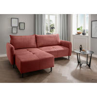 ECKSOFA in Cord Koralle  - Koralle/Schwarz, Basics, Holz/Textil (238/174cm) - Livetastic