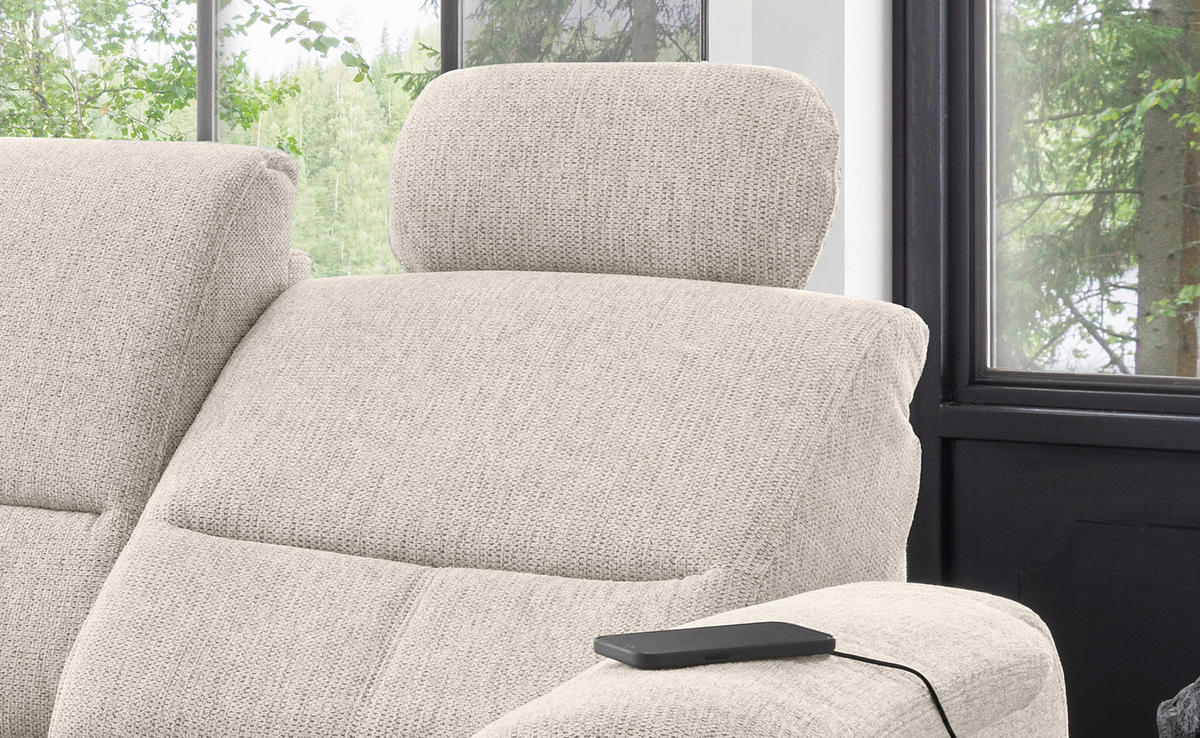 ECKSOFA in Chenille Beige  - Chromfarben/Beige, Konventionell, Textil/Metall (165/292cm) - Livetastic