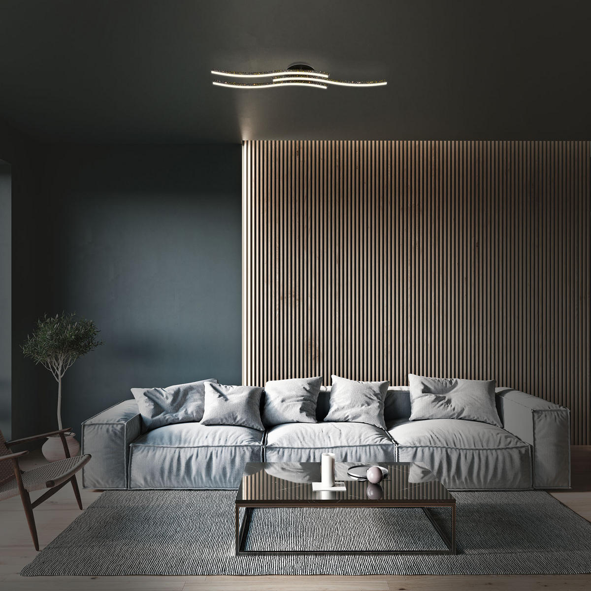 STROPNA LED-SVETILKA   19 W/2100 lm/3000 K/230 V/ - črna, Trend, kovina/umetna masa (80,5/15/10cm)