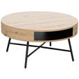 COUCHTISCH in Metall, Holzwerkstoff 80/80/38 cm  - Eichefarben/Schwarz, Design, Holzwerkstoff/Metall (80/80/38cm) - Carryhome