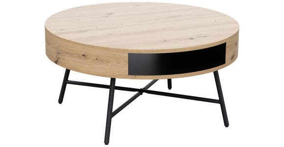 COUCHTISCH in Metall, Holzwerkstoff 80/80/38 cm  - Eichefarben/Schwarz, Design, Holzwerkstoff/Metall (80/80/38cm) - Carryhome