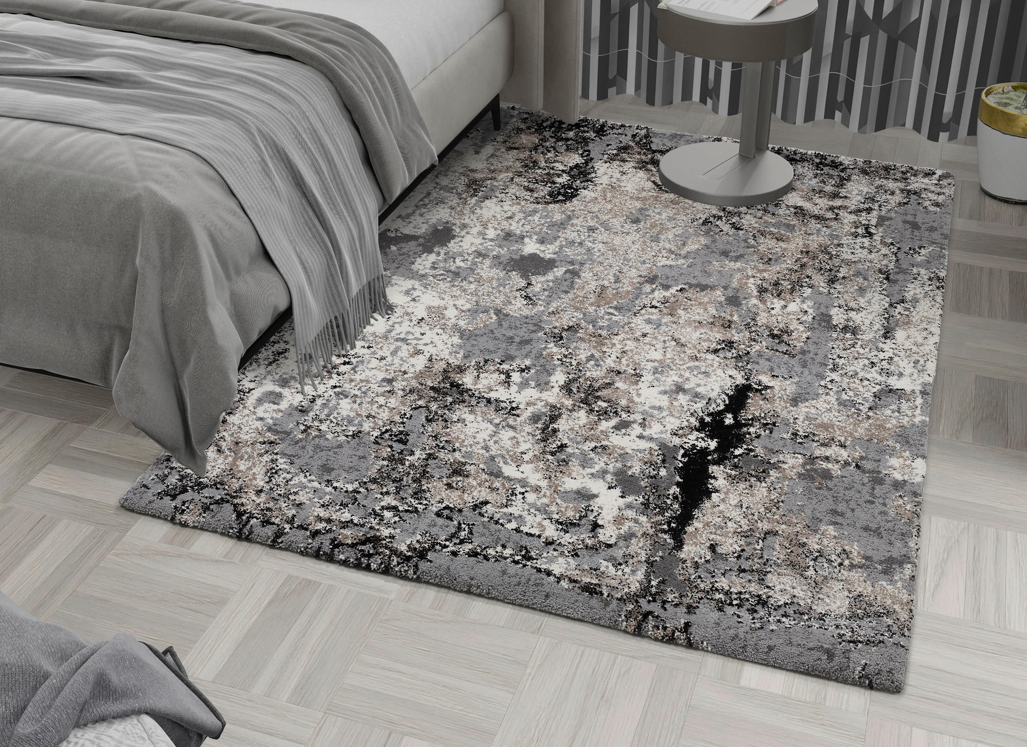 VINTAGE-TEPPICH 65/130 cm Timeline Quantum Hellgrau  - Hellgrau, Design, Textil (65/130cm) - Novel