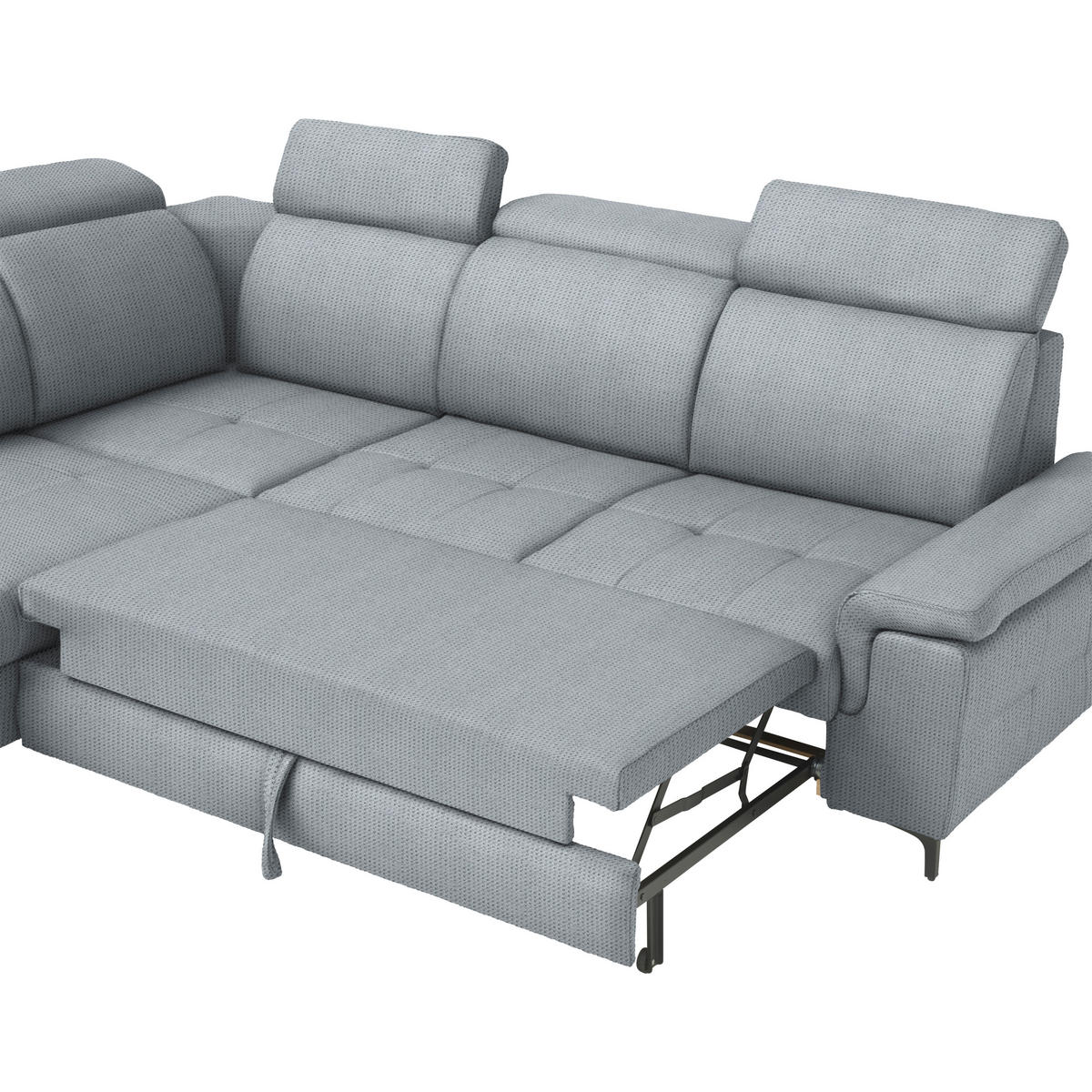 ECKSOFA  in Struktur Grau  - Schwarz/Grau, Design, Textil/Metall (270/292cm) - Stylife