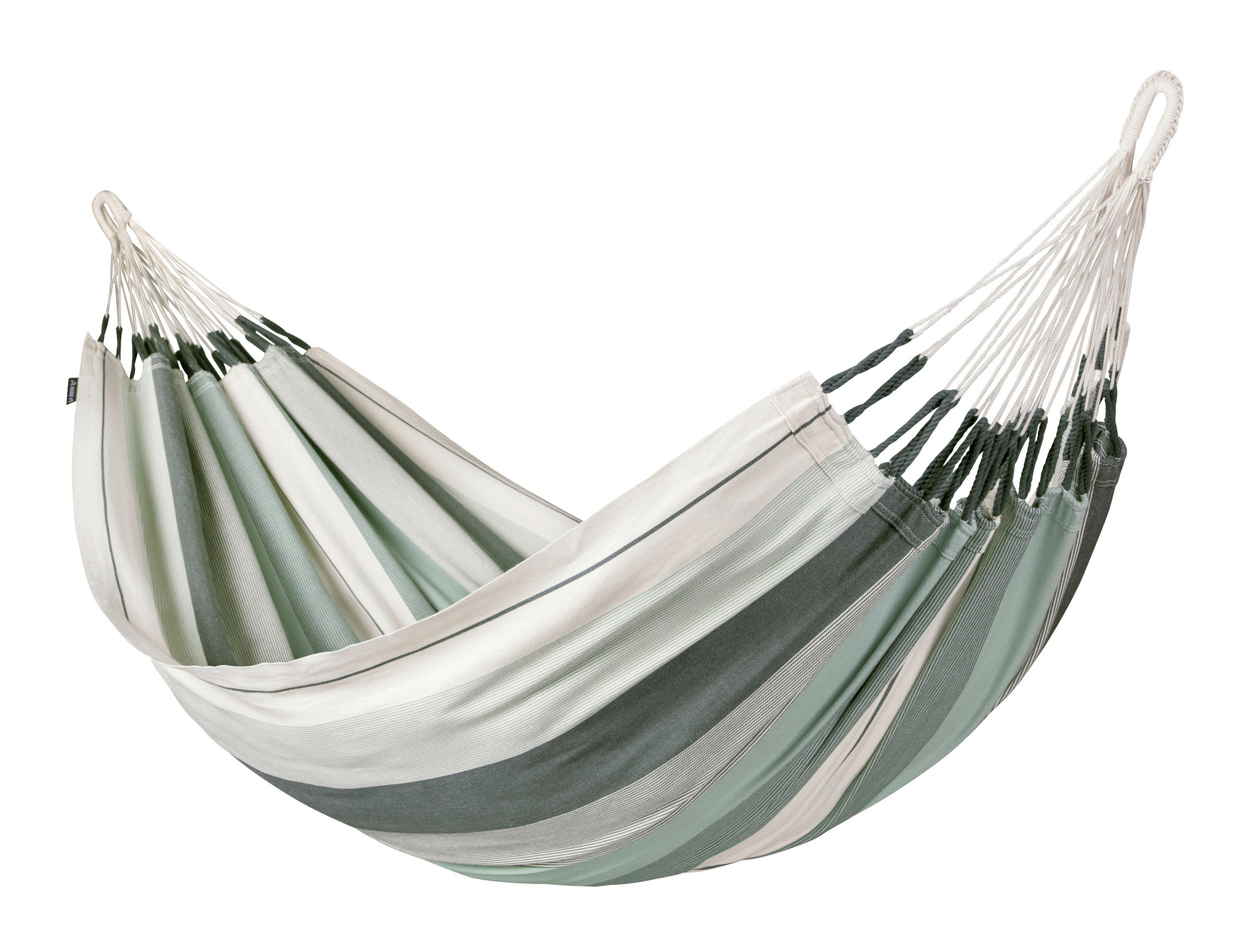 HÄNGEMATTE single org. cotton  - Weiß/Olivgrün, KONVENTIONELL, Textil (140/300cm) - La Siesta