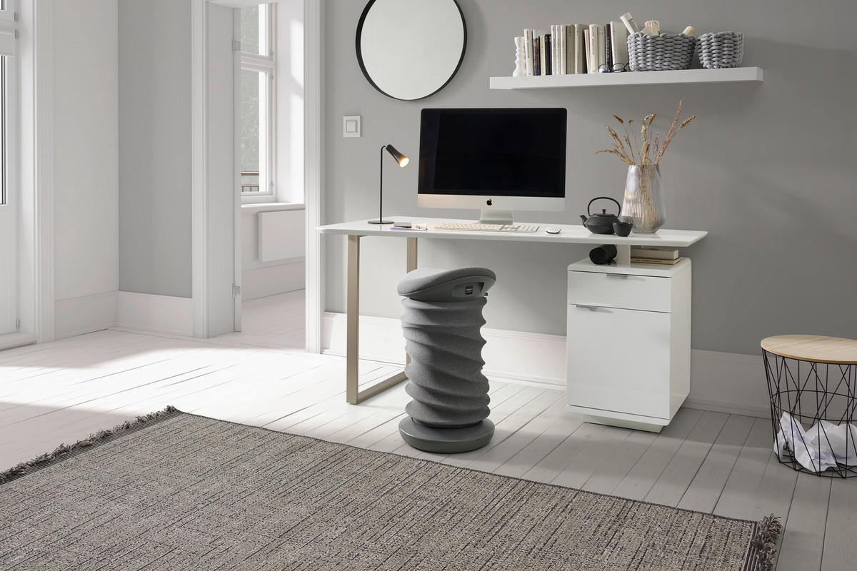 SCHREIBTISCH  Weiß, Nickelfarben, Weiß Hochglanz Stauraum  - Chromfarben/Weiß Hochglanz, MODERN, Holzwerkstoff/Metall (150/76/74cm) - MID.YOU