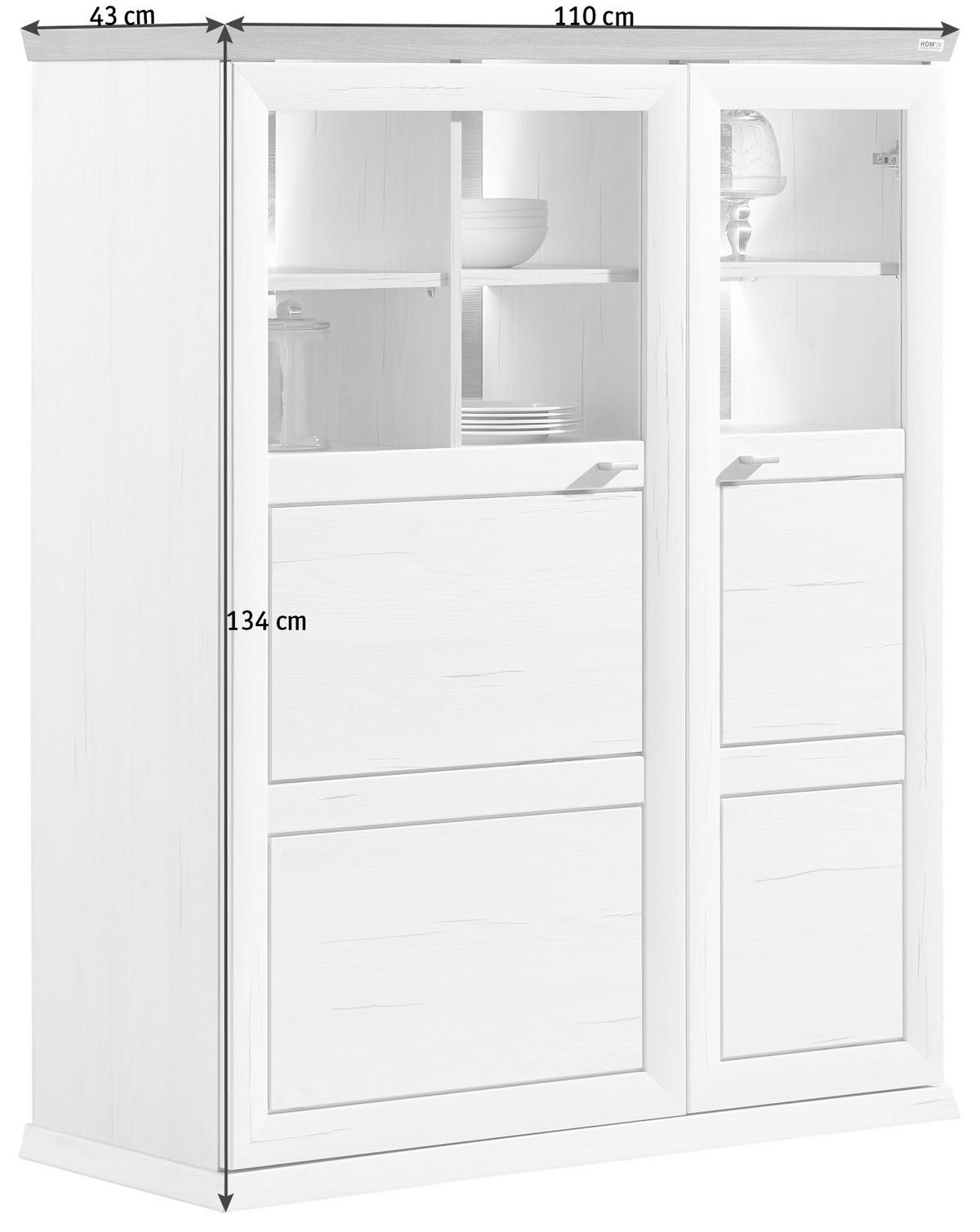 VYSOKÁ KOMODA, šedá, bílá, 110,2/134,3/43 cm - bílá/šedá, Lifestyle, kov/kompozitní dřevo (110,2/134,3/43cm) - Hom`in