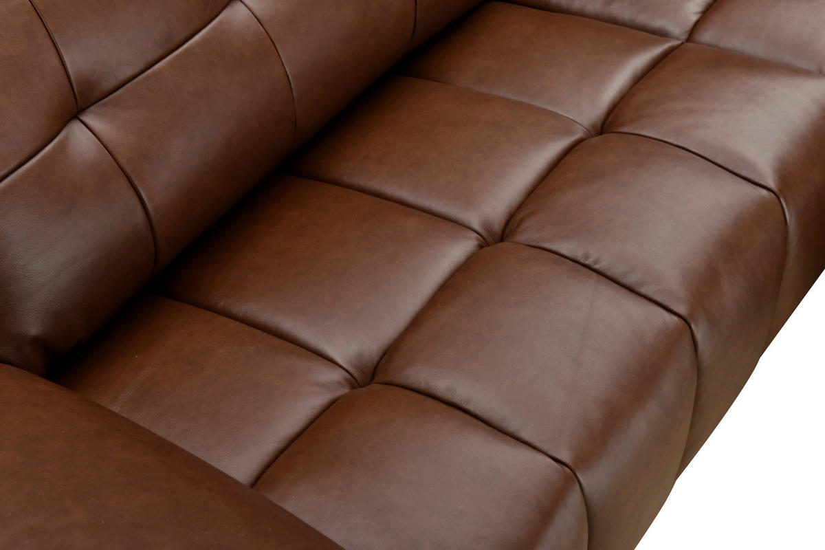 ECKSOFA in Lederlook Echtleder Braun   - Schwarz/Braun, Design, Leder/Textil (266/86/120cm) - MID.YOU