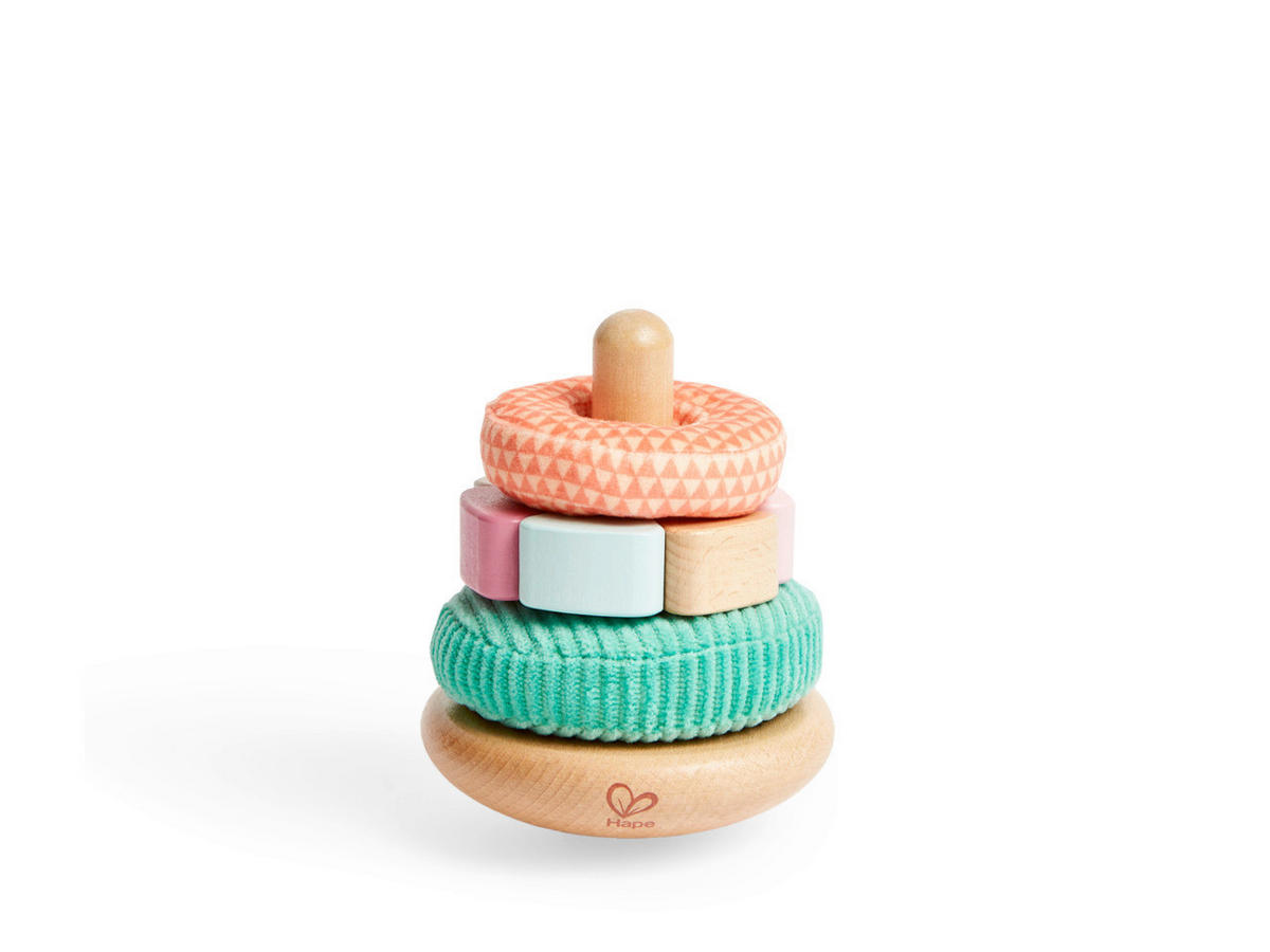 STAPELTURM - Türkis/Magenta, Basics, Holz/Textil (10,2/18,5/10,2cm) - Hape
