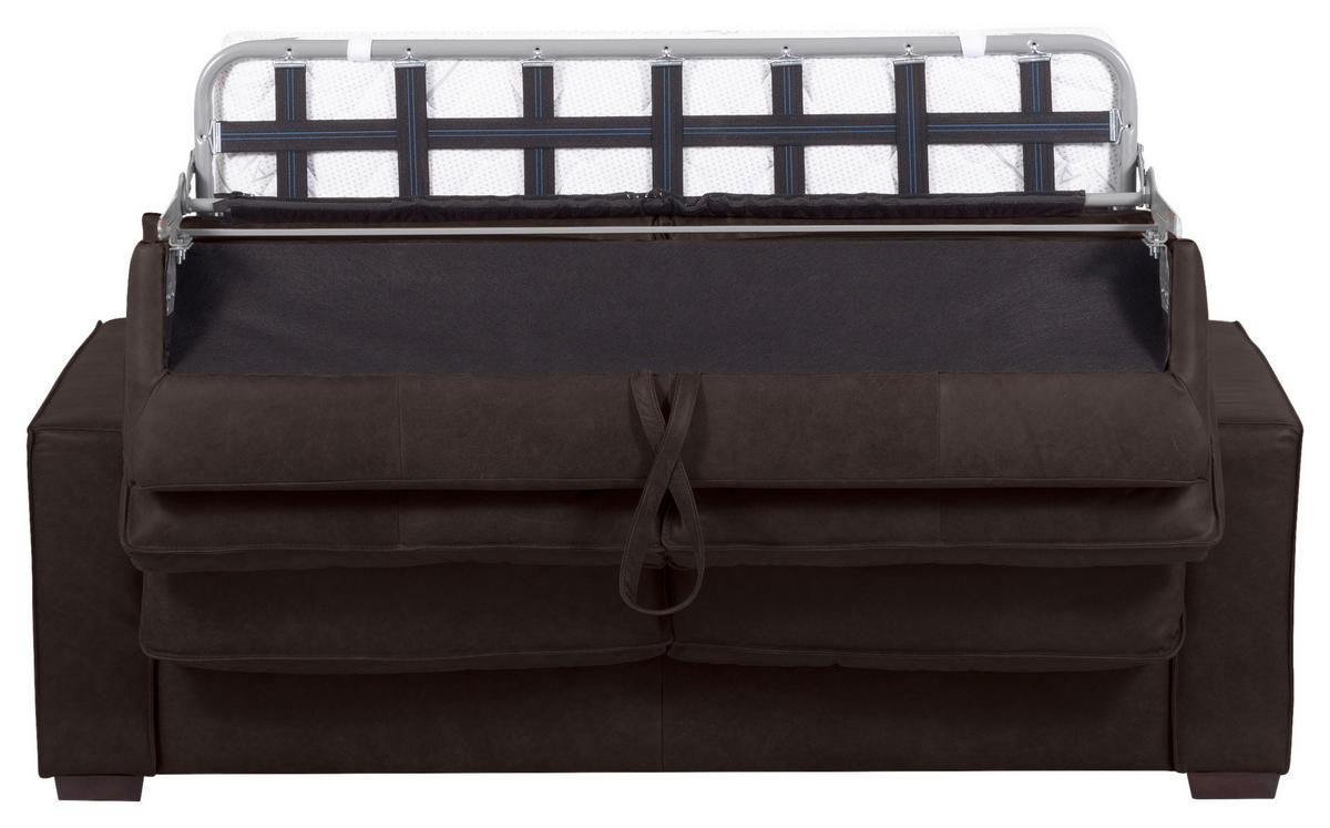 SCHLAFSOFA in Leder Dunkelbraun  - Dunkelbraun, Design, Leder/Holz (203/85/99cm) - MID.YOU