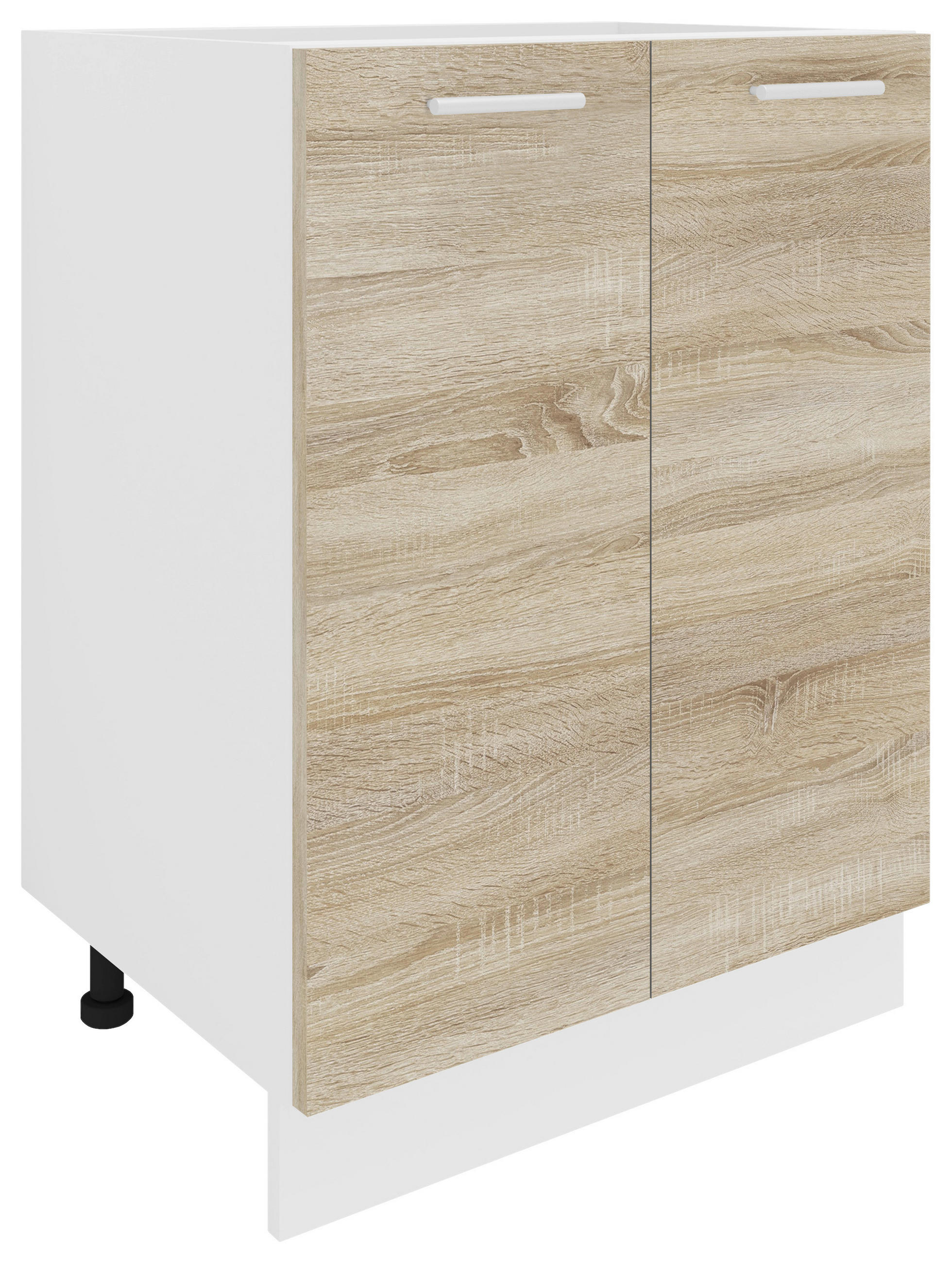 KÜCHENUNTERSCHRANK 60/82/46 cm  in Weiß, Sonoma Eiche  - Alufarben/Weiß, KONVENTIONELL, Holzwerkstoff/Metall (60/82/46cm) - MID.YOU