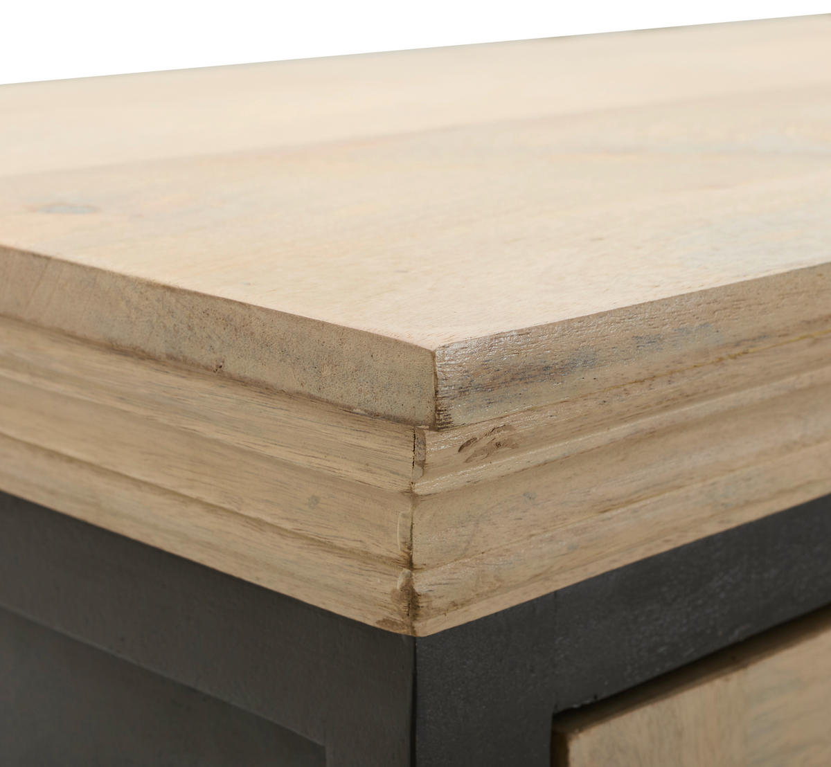 VITRINE in massiv Mangoholz Grau, Naturfarben  - Schwarz/Naturfarben, Natur, Glas/Holz (100/190/40cm) - Livetastic