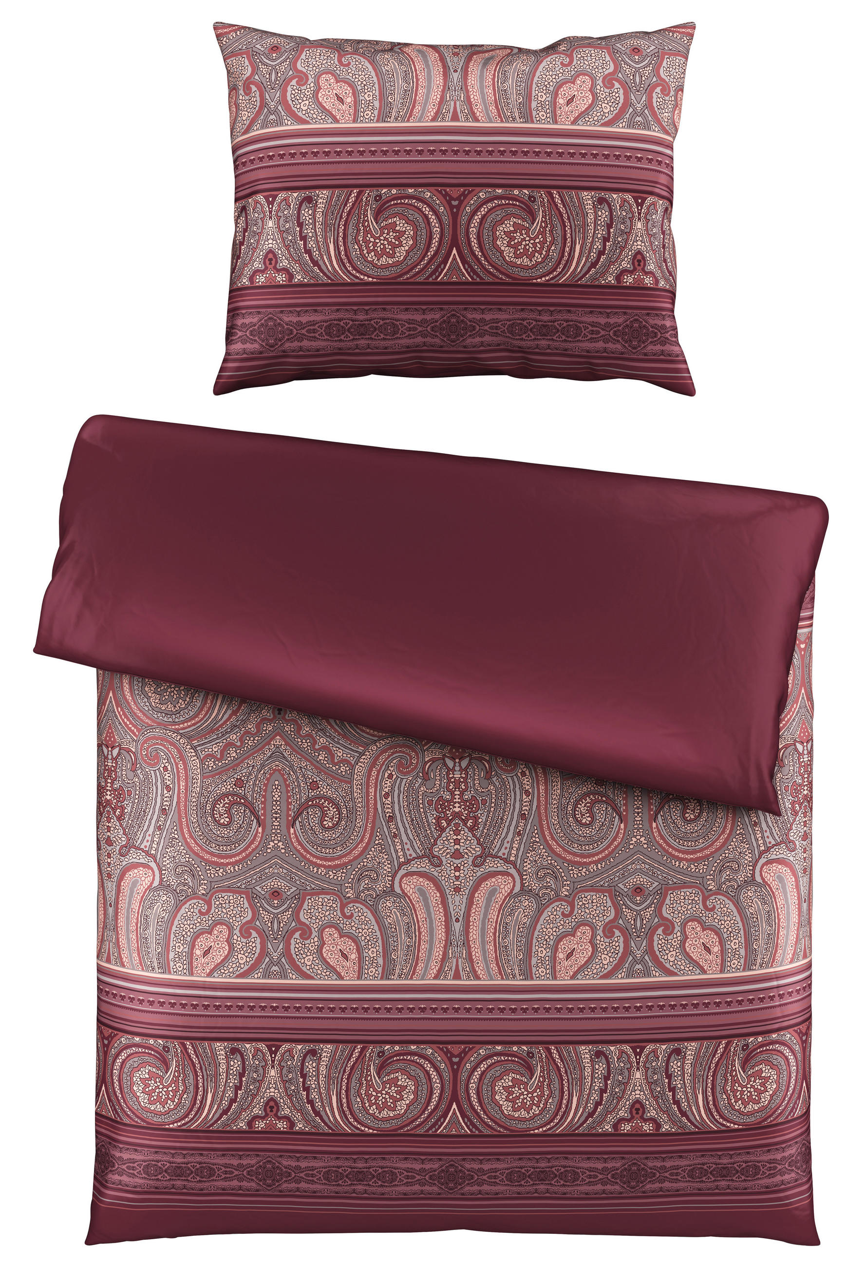 OBOJSTRANNÁ POSTEĽNÁ BIELIZEŇ, satén, bobuľová, 140/200 cm - bobuľová, Konventionell, textil (140/200cm) - Novel