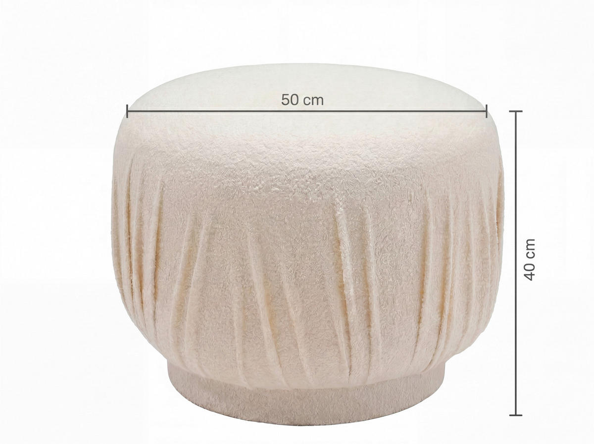 HOCKER Textil Creme  - Creme, Design, Textil (50/40/50cm) - Livetastic