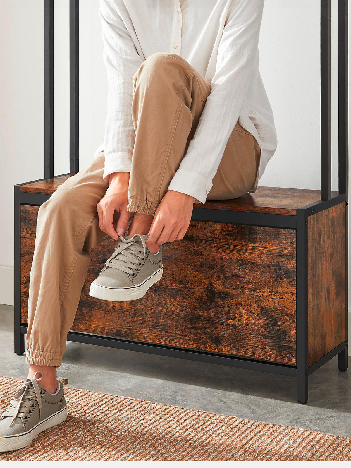 GARDEROBE  in 85/30/180 cm  - Schwarz/Braun, Trend, Holzwerkstoff/Metall (85/30/180cm) - MID.YOU