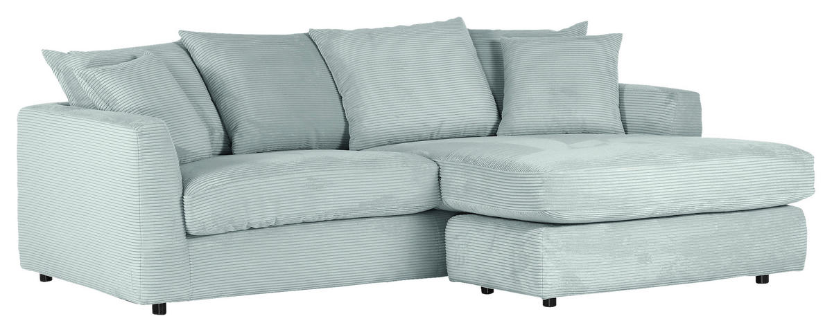 ECKSOFA Hellblau Cord Zierkissen, Rückenkissen, Rücken echt  - Schwarz/Hellblau, Design, Kunststoff/Textil (235/175cm) - home24
