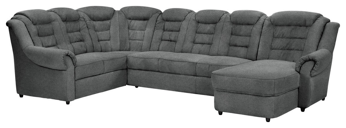 WOHNLANDSCHAFT Dunkelgrau Chenille  - Dunkelgrau/Schwarz, KONVENTIONELL, Kunststoff/Textil (216/333/165cm) - Livetastic