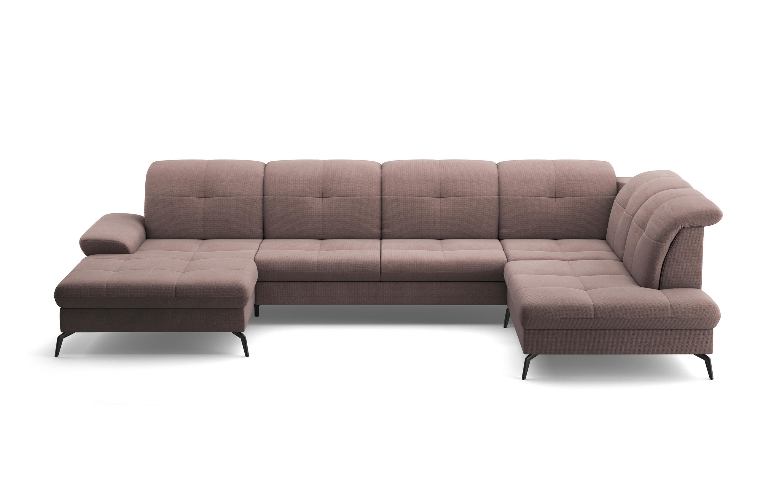 WOHNLANDSCHAFT in Flachgewebe Taupe - Taupe/Schwarz, Konventionell, Textil/Metall (185/357/231cm) - Sit & More
