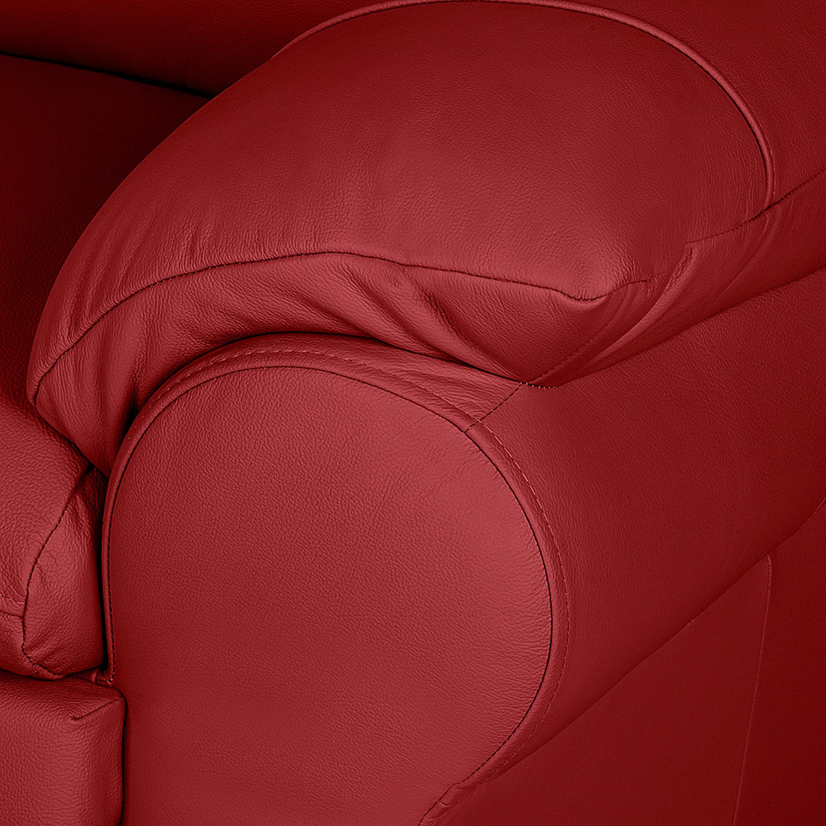3-SITZER-SOFA in Echtleder Rot  - Rot/Schwarz, Design, Leder/Kunststoff (205/92/85cm) - Livetastic