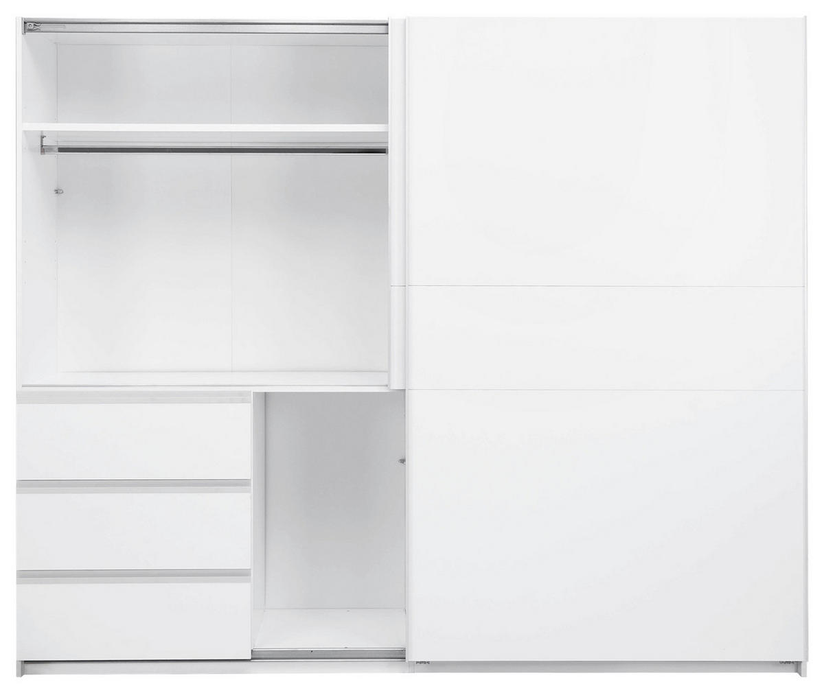 SCHIEBETÜRENSCHRANK 250/205/61,5 cm 2-türig Weiß  - Weiß, MODERN, Holzwerkstoff/Metall (250/205/61,5cm) - MID.YOU