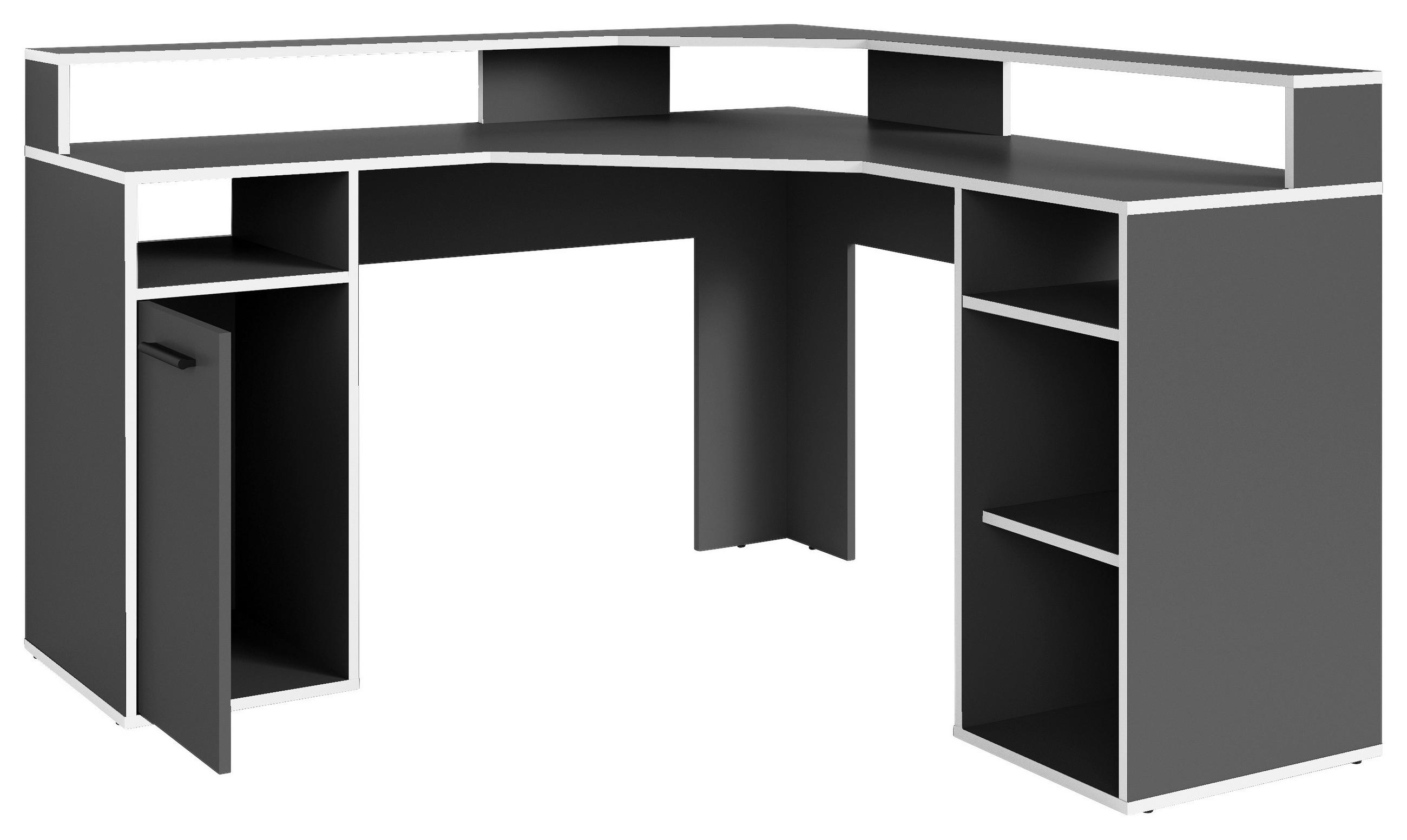 ECKSCHREIBTISCH 139/139/90,8 cm  in Anthrazit, Weiß  - Anthrazit/Schwarz, MODERN, Holzwerkstoff/Kunststoff (139/139/90,8cm) - MID.YOU