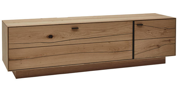 LOWBOARD 201,9/57,5/49,7 cm - Eichefarben/Schwarz, MODERN, Glas/Holz (201,9/57,5/49,7cm) - Valnatura