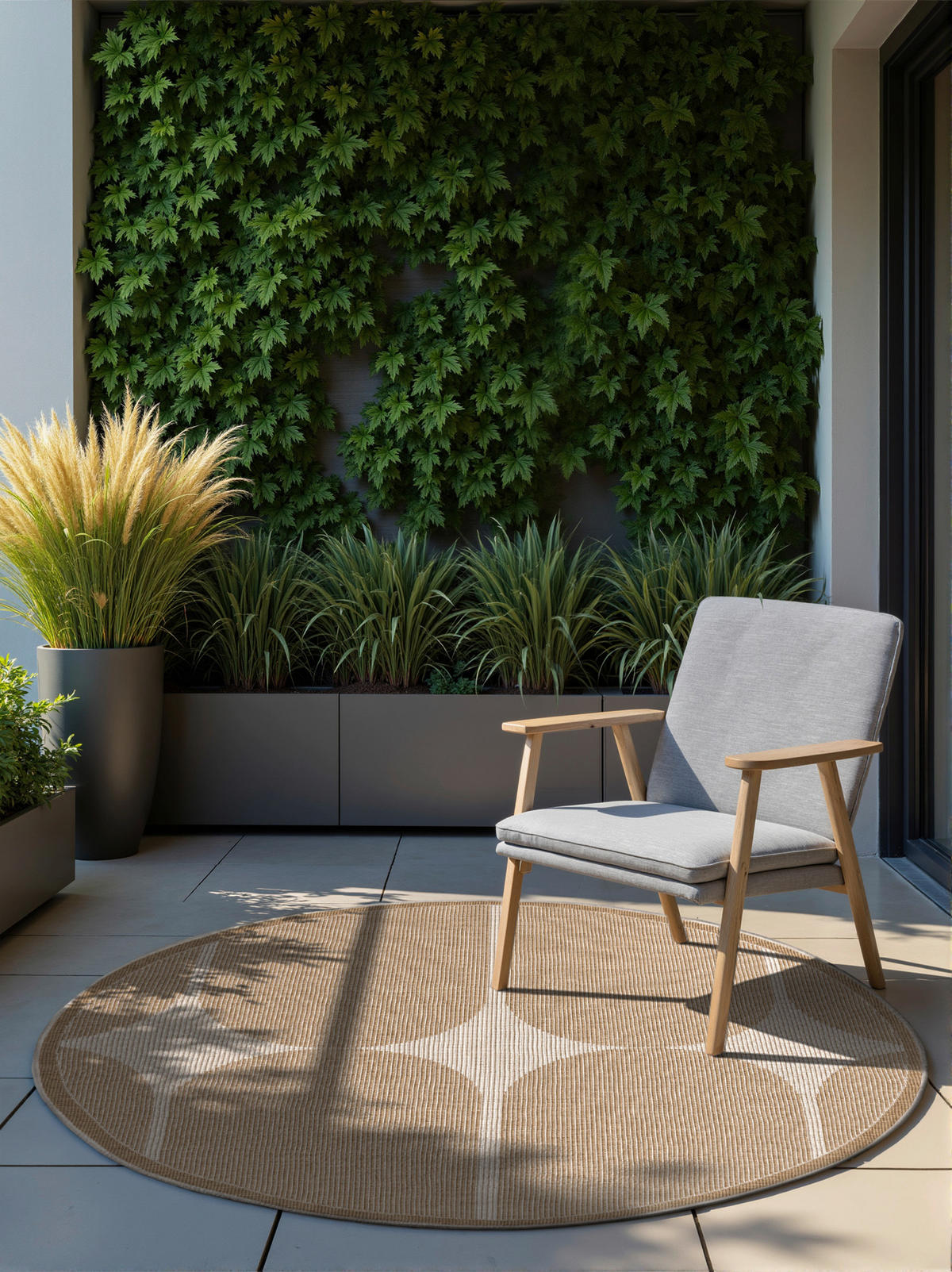 OUTDOORTEPPICH 160 cm Duet Weiß, Sandfarben  - Sandfarben/Weiß, Design, Kunststoff (160cm)