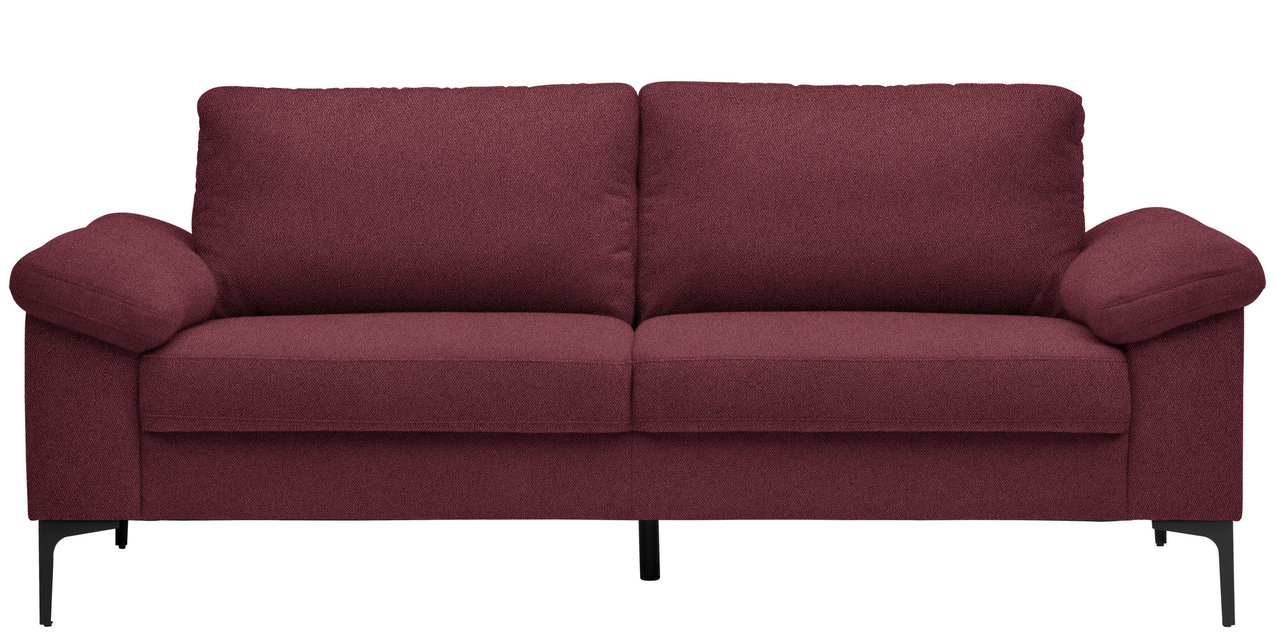 2,5-SITZER in Flachgewebe Rot  - Rot/Schwarz, Design, Textil/Metall (206/86/97cm) - Pure Home Lifestyle