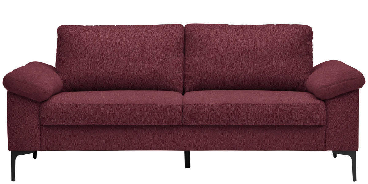 2,5-SITZER in Flachgewebe Rot  - Rot/Schwarz, Design, Textil/Metall (206/86/97cm) - Pure Home Lifestyle