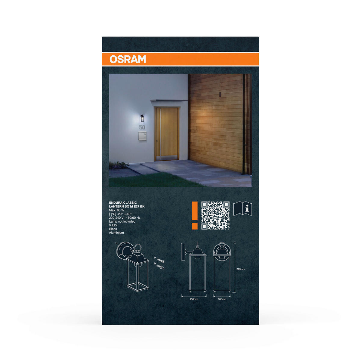 AUßENLEUCHTE 10,5/15/29,3 cm   - Schwarz, Basics, Metall (10,5/15/29,3cm) - Osram