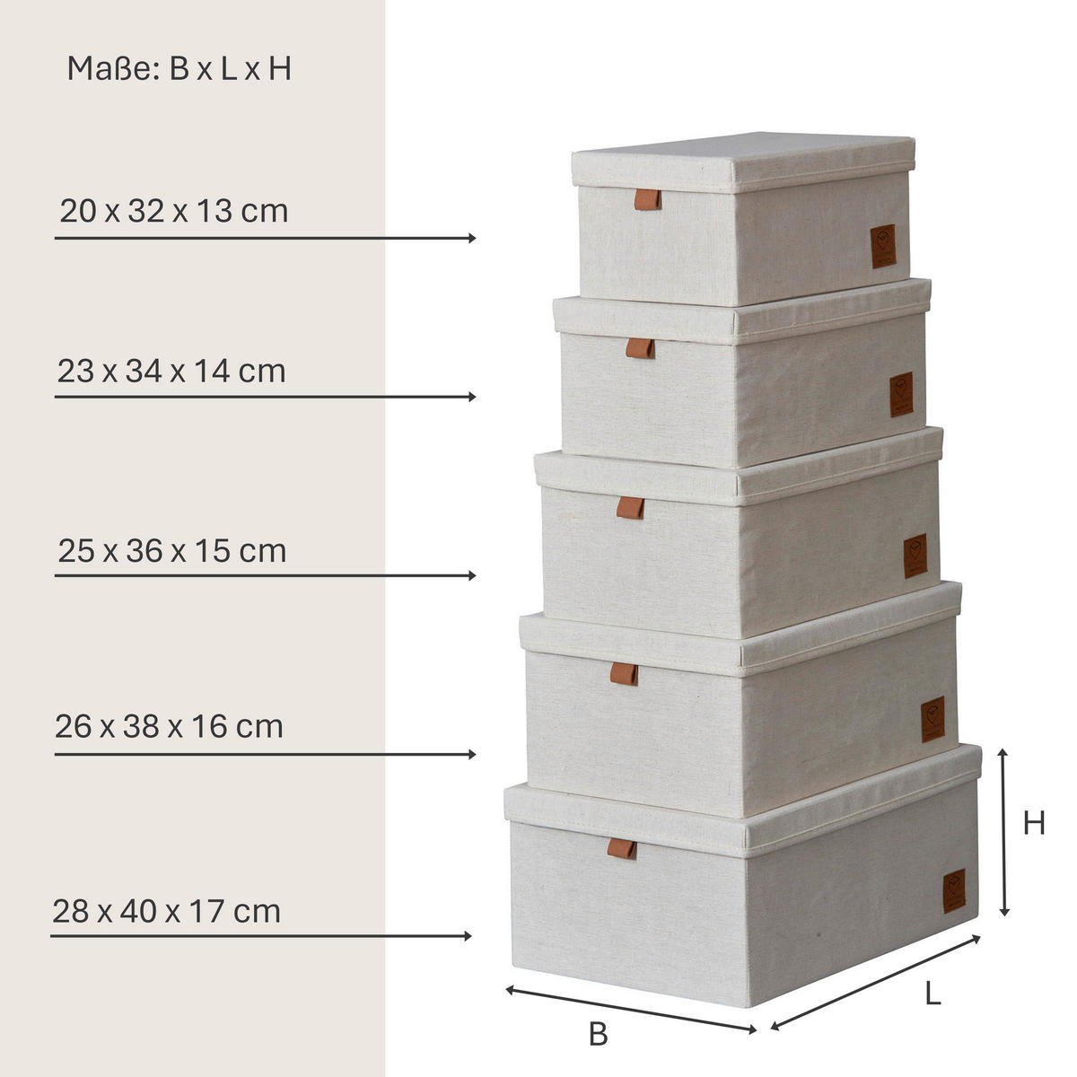 AUFBEWAHRUNGSBOXEN-SET Premium  - Beige, Basics, Textil - Store It