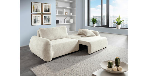 SCHLAFSOFA Flachgewebe Beige  inkl. Zierkissen, Rückenkissen, Bettkasten, Schlaffunktion, Rücken echt, Liegefläche im Originalstoff  - Beige/Schwarz, KONVENTIONELL, Kunststoff/Textil (250/74/92cm) - Carryhome