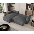 ECKSOFA Dunkelgrau Cord Zierkissen, Rückenkissen, Bettkasten, Schlaffunktion, Rücken echt, Liegefläche im Originalstoff  - Dunkelgrau/Schwarz, MODERN, Kunststoff/Textil (190/280cm) - Carryhome