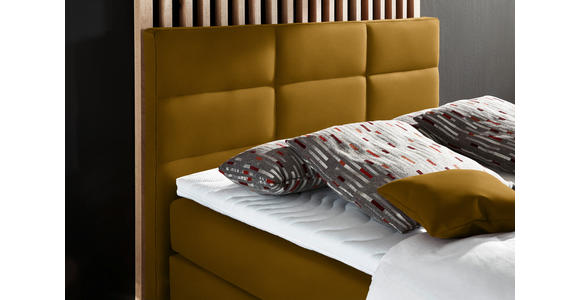 BOXSPRINGBETT 140/200 cm in Currygelb - Currygelb/Alufarben, KONVENTIONELL, Textil/Metall (140/200cm) - Dieter Knoll