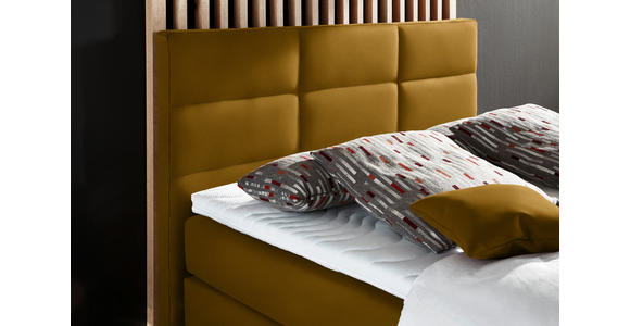 BOXSPRINGBETT 140/200 cm  in Currygelb  - Currygelb/Alufarben, KONVENTIONELL, Textil/Metall (140/200cm) - Dieter Knoll