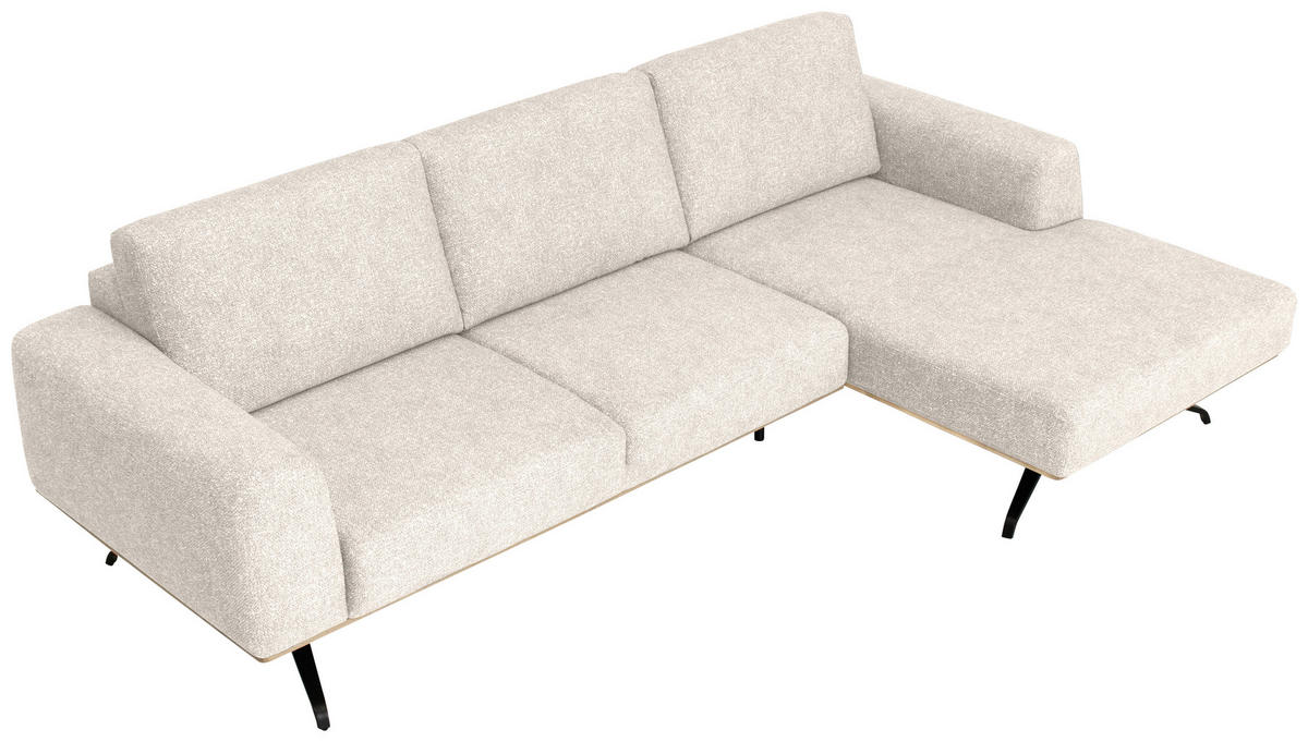 ECKSOFA in Struktur Beige  - Beige/Schwarz, Design, Textil/Metall (262/157cm) - Novel