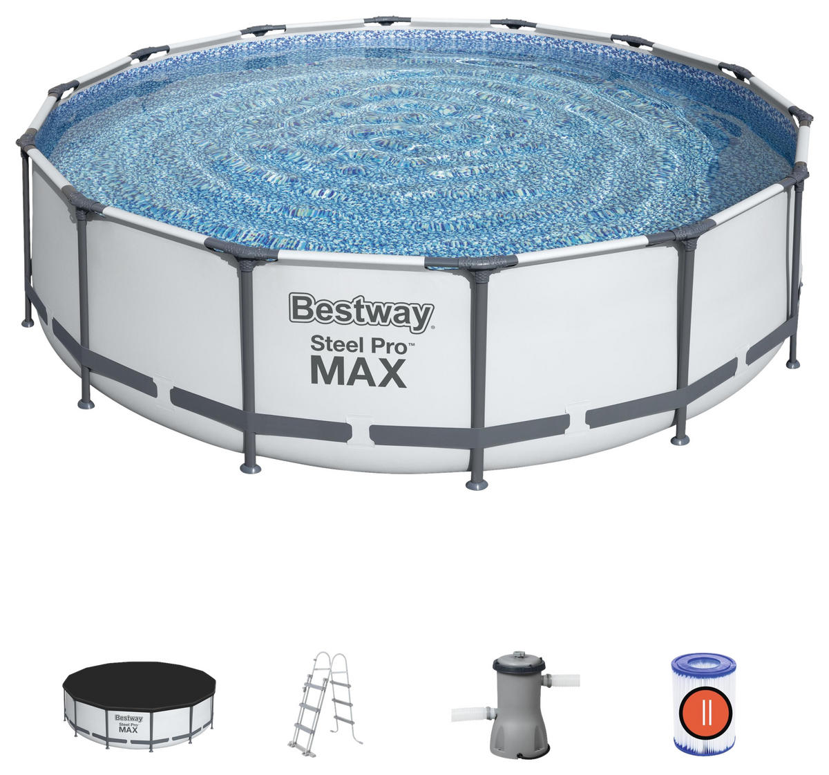 BAZÉN 427/107 cm - šedá/bílá, Basics, kov/plast (427/107cm) - Bestway