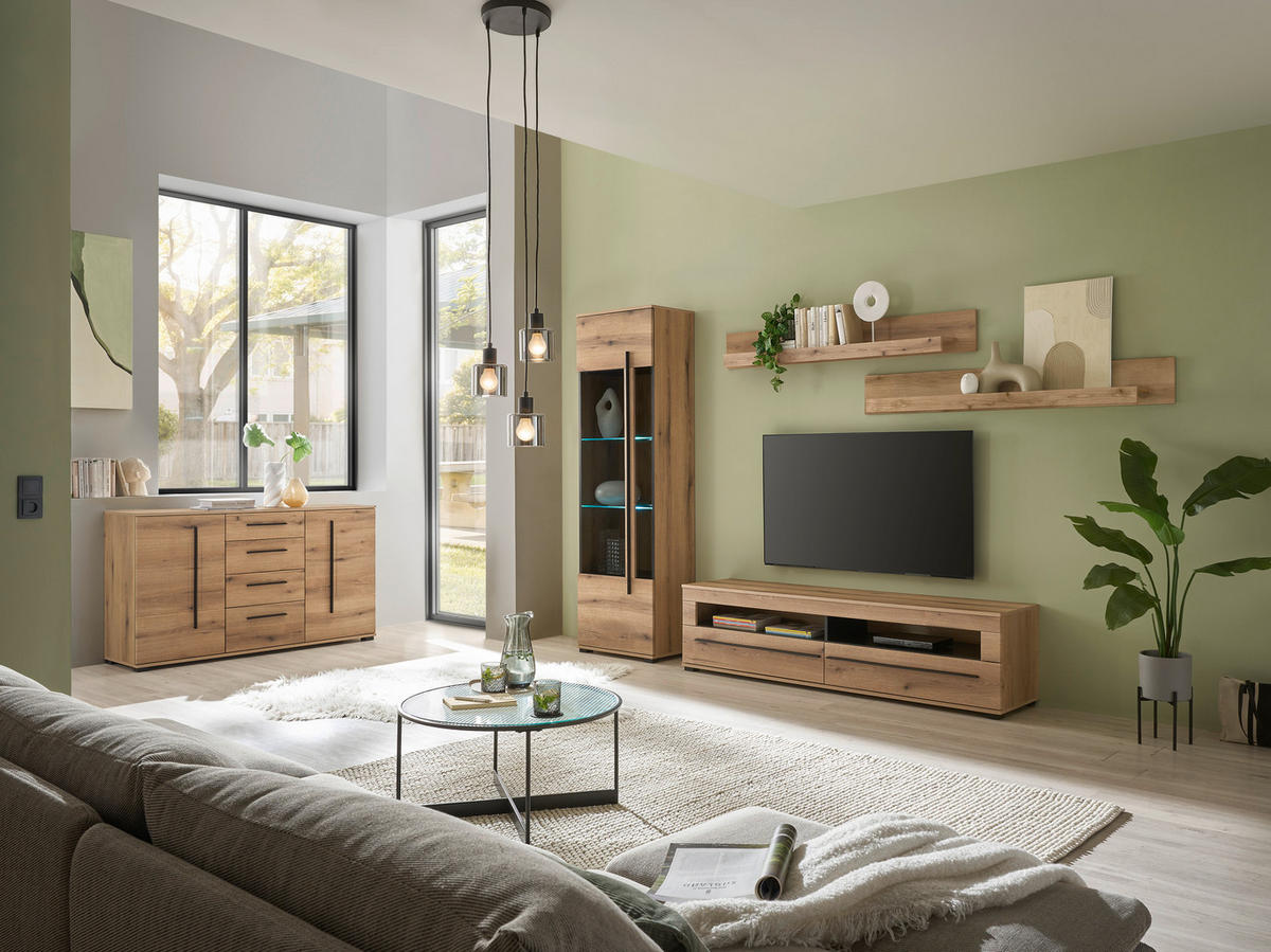 SIDEBOARD  150/86/42 cm 4 Schublade(n)  - Eichefarben/Schwarz, Design, Holzwerkstoff/Kunststoff (150/86/42cm) - Livetastic