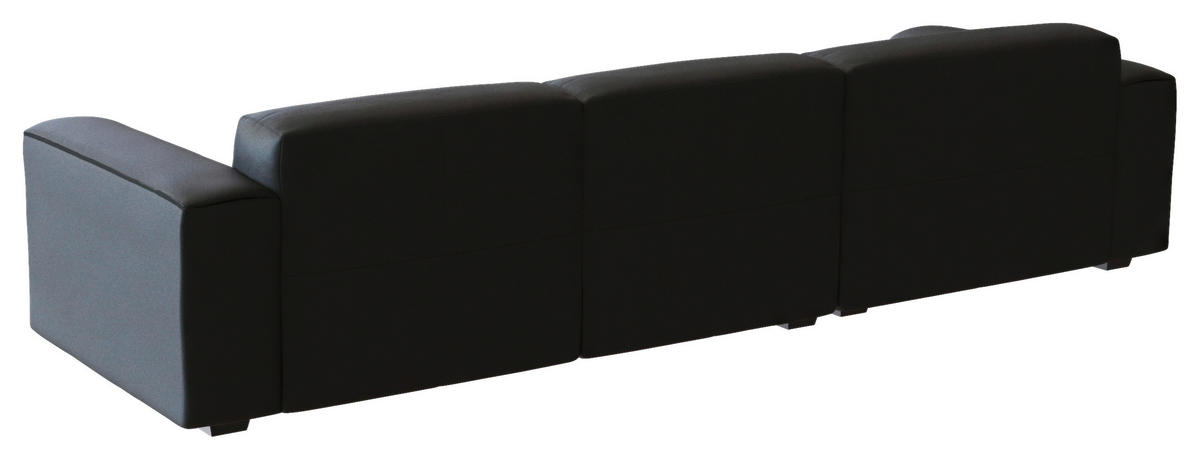 Freisteller von Livetastic ECKSOFA Schwarz Echtleder.