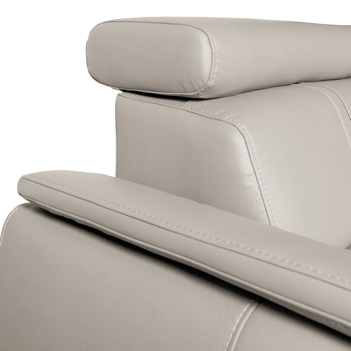 ECKSOFA  in Echtleder Platinfarben  - Platinfarben/Wengefarben, Design, Leder/Holz (265/265cm) - Livetastic