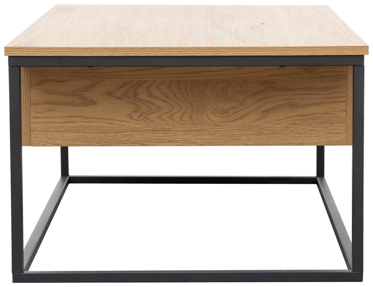 COUCHTISCH 110/60/40 cm rechteckig Schwarz, Eichefarben  - Eichefarben/Schwarz, Design, Holzwerkstoff/Metall (110/60/40cm) - Carryhome