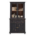 VITRINE in vollmassiv Akazie Schwarz  - Goldfarben/Schwarz, LIFESTYLE, Glas/Holz (80/178/42cm) - Ambia Home