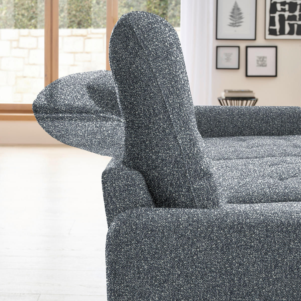 ECKSOFA Dunkelgrau Plüsch  - Dunkelgrau/Schwarz, KONVENTIONELL, Textil/Metall (254/190cm) - Livetastic