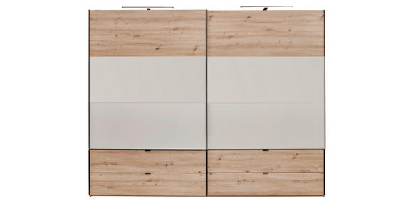 SCHWEBETÜRENSCHRANK  in Eiche Artisan, Kaschmir  - Kaschmir/Schwarz, Design, Glas/Holzwerkstoff (252/222/68cm) - Dieter Knoll