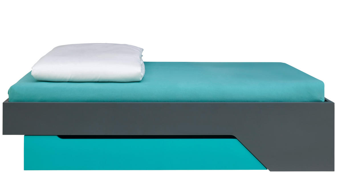 BETT 120/200 cm  in Grau, Türkis  - Türkis/Grau, Design, Holzwerkstoff (120/200cm) - Venda