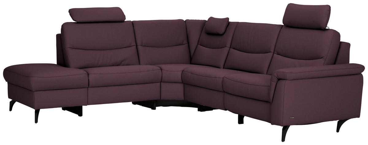 ECKSOFA in Echtleder Violett  249/280 cm  - Anthrazit/Violett, Design, Leder/Metall (249/280cm) - Himolla Komfortklass