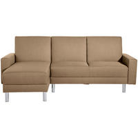 ECKSCHLAFSOFA inkl. Hocker  Sandfarben Flachgewebe  - Sandfarben/Chromfarben, KONVENTIONELL, Textil/Metall (152/230cm) - Max Winzer