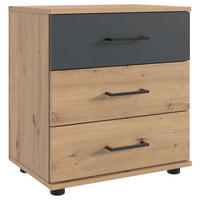 SÄNGBORD i grafitfärgad, ek Artisan  - grafitfärgad/svart, Klassisk, trämaterial/plast (52/58/38cm) - Carryhome